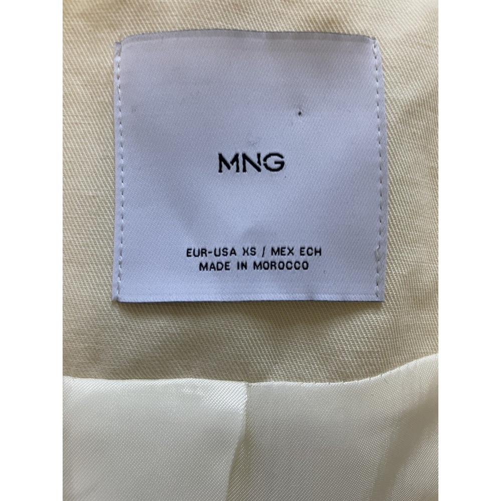 MANGO Double Buckle Cotton Linen Blend Cream Lined Short Blazer Size XS - Picture 8 of 13